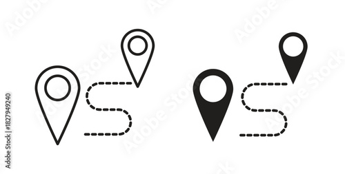 Route icons set isolated on white background flat vector illustration.
