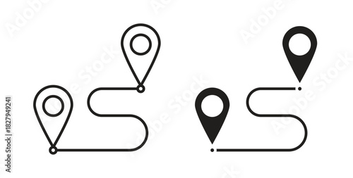 Route icons set isolated on white background flat vector illustration.