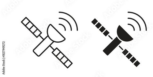 Satellite icons set isolated on white background flat vector illustration.