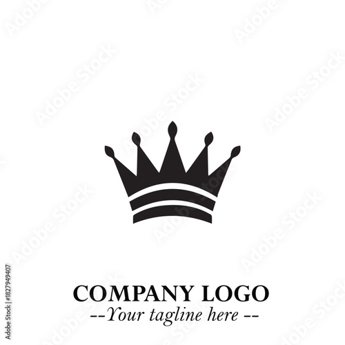 Elegant Black Crown Logo Symbol on a Clean White Background for Premium Branding Design