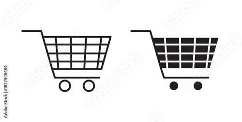 Shopping basket icons set isolated on white background flat vector illustration.