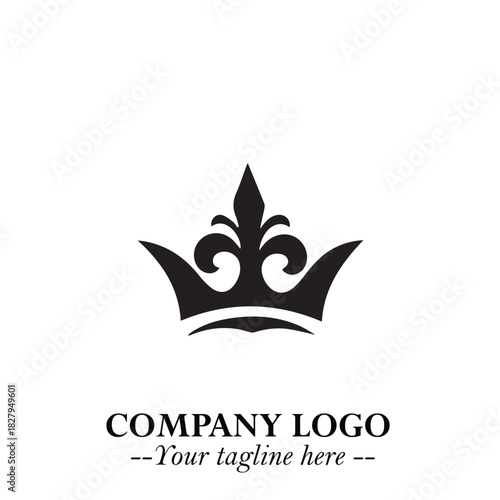 Elegant Black Crown Logo Symbol on a Clean White Background for Premium Branding Design