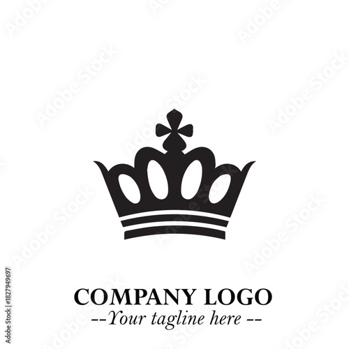 Elegant Black Crown Logo Symbol on a Clean White Background for Premium Branding Design