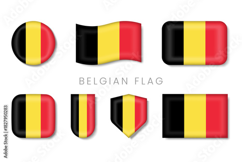 Belgium Flag Icons Set – Glossy and 3D Belgium Flag Collection