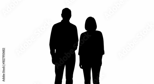 Silhouette of a man and a woman standing side by side.