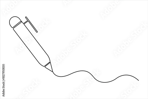 Continuous one line art drawing of Pen design. pen line art design for simple vector illustration