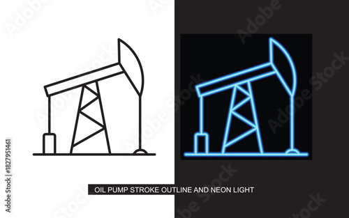 Oil pump jack icon in line art style