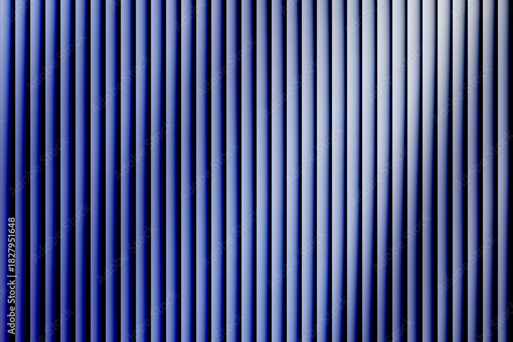 Obraz premium Abstract background of vertical blue corrugated panel texture with strong light and shadow creating a modern rhythmic pattern