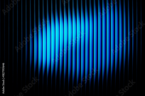 Abstract background of vertical blue light stripes glowing intensely against a dark black background creating a futuristic digital pattern