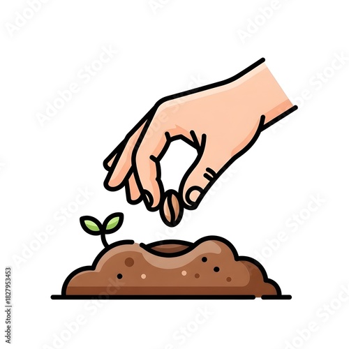 Hand Sowing Seeds Farming Concept Illustration
