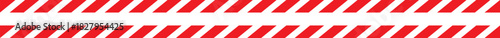 Warning tape with red and white diagonal stripes. Warn stop seamless line. Red and white caution tape border. Long danger ribbon. vector illustration on transparent background