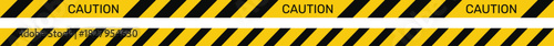 Yellow-black diagonal warning tape vector with bold hazard stripes. Ideal for safety borders, construction zones, caution lines, crime scenes, and industrial danger signage designs.