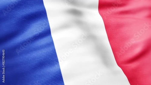 France National Flag Waving 3D Loop Background
