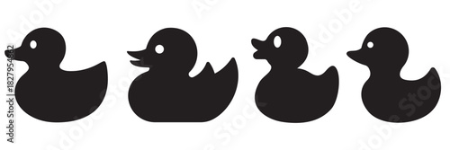 Rubber Duck Silhouette Icon Set – Classic Bath Toy Vector Collection for Kids, Apps & Minimal
 Branding