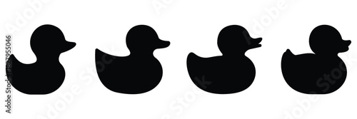 Rubber Duck Silhouette Icon Set – Classic Bath Toy Vector Collection for Kids, Apps & Minimal
 Branding