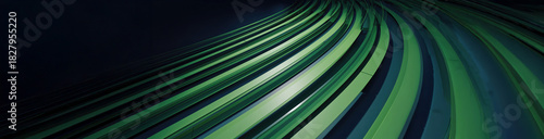 4K Ultrawide Cinematic Sports Arena Backgrounds - Abstract Green Lines Representing Speed and Motion