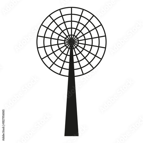 Radio tower icon. Communication signal symbol. Broadcast mast Vector. Network transmission element.