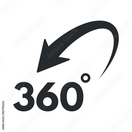 360 degree view icon design for digital applications and visual content platforms