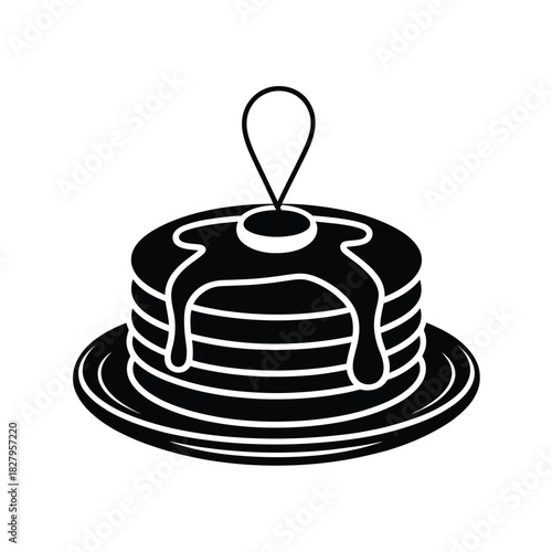 Stack of delicious pancakes with syrup drizzled on top