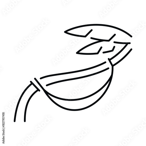 Tropical vacation icon featuring a hammock and palm leaves symbolizing relaxation on a sunny beach