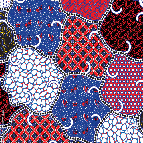 seamless geometric pattern with hearts, batik vector for garment