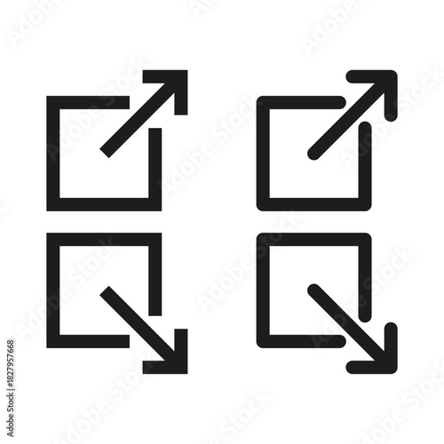 Scale icon set. Enlarge minimize symbol. Interface element Vector. Modern outline figure.