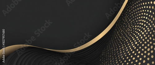 Abstract dark background with flowing gold accent and dotted design