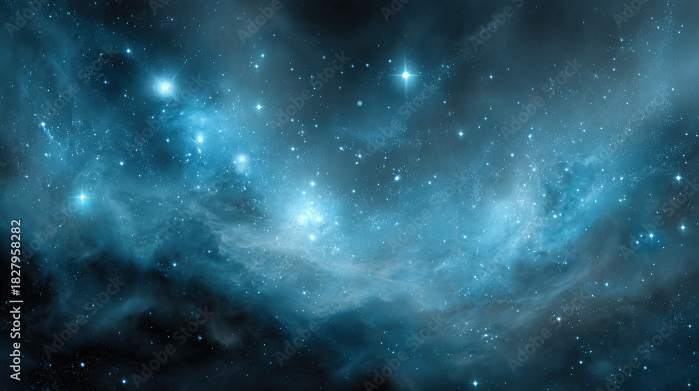 Naklejka premium Distant galaxy cluster glowing with stars in outer space