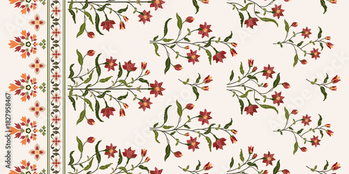 Vector Hand drawn colourful geometric flowers Motifs African boho paisley, seamless patterns with floral for fabric Ethnic Indian Pattern, textiles, clothing, wrapping paper, backdrop, banner.
