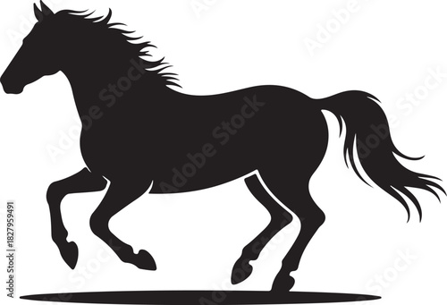 Elegant silhouette of a galloping horse wild and free animal power