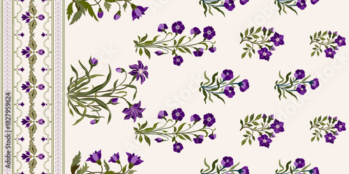 Vector Hand drawn colourful geometric flowers Motifs African boho paisley, seamless patterns with floral for fabric Ethnic Indian Pattern, textiles, clothing, wrapping paper, backdrop, banner.
