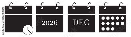 Set of calendar icons on a white background