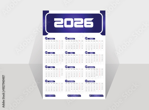 Minimalist design layout calendar week starts on Thursday, 12 months calendar in minimal lay out clip art collection with days and weekly schedule, clean & modern design for 2026 calendar, bold 2026 .