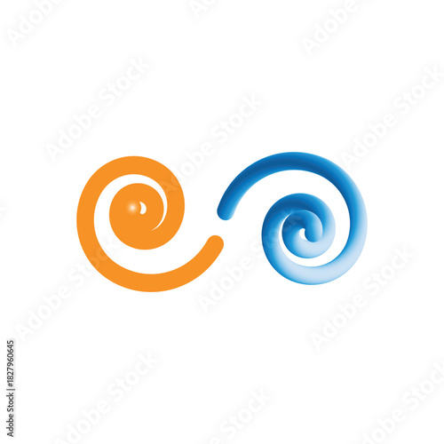 Vibrant Orange and Blue Spiral Design: Abstract Logo Art Representing Motion and Connection