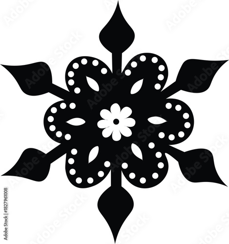 Festival decorative floral snowflake silhouette design