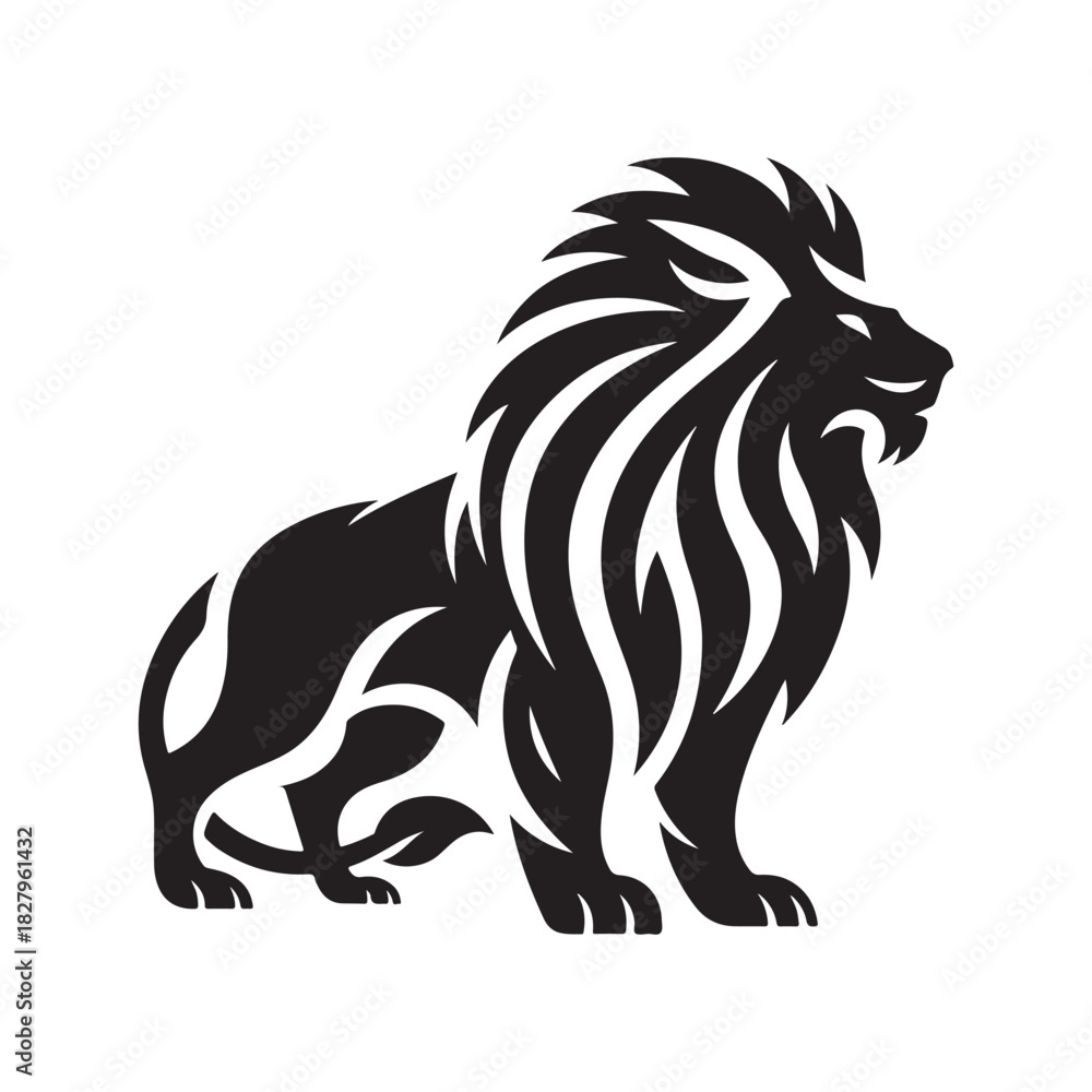 Obraz premium tribal warrior lion vector silhouette clip art logo design illustration. abstract warrior lion icon set collections