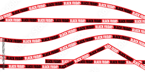Black friday sale ribbons and tapes in various shapes