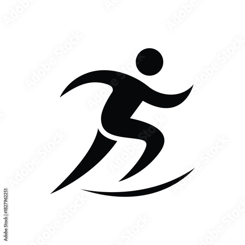 Running Athlete Silhouette Vector – Sport Fitness Icon, Marathon Runner Logo Design