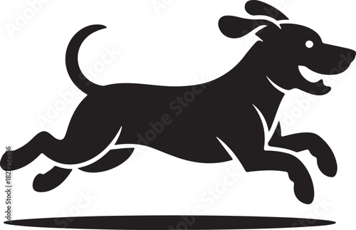 Happy dog running silhouette graphic illustration for pet lovers and designers