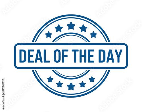 A blue circular stamp with the words DEAL OF THE DAY in the center.