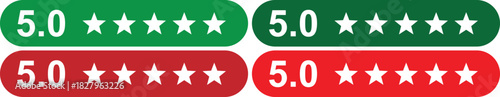 Five Star Rating Badge with 5.0 Score for Reviews and Feedback