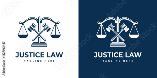 Justice Law Logo - Scales of Justice and Gavel Icon Design