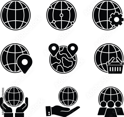 Global Network and Connectivity Icons Set