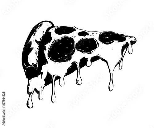Melted Cheese Dripping Slice Pepperoni Pizza | Clean, isolated vector art for creative projects.