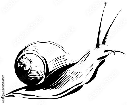 Elegant Escargot, Black White | Clean, isolated vector art for creative projects.