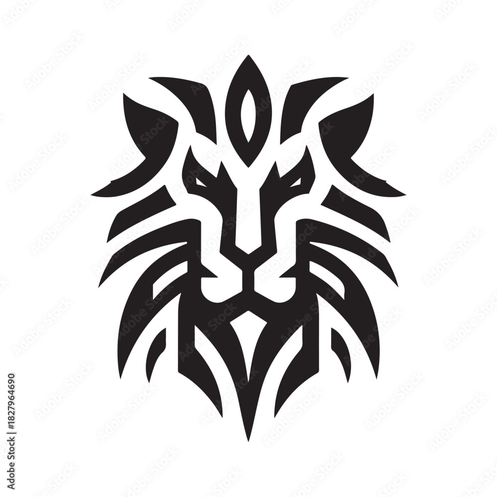 Fototapeta premium tribal warrior lion vector silhouette clip art logo design illustration. abstract warrior lion icon set collections