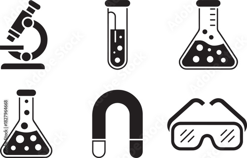 Laboratory microscope icon scientific research instrument symbol for education and medical analysis