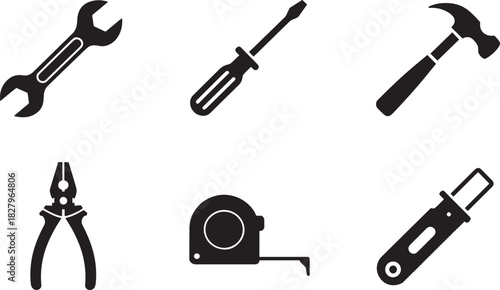 Professional wrench tool vector icon silhouette for repair construction and maintenance work symbol