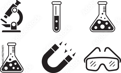 Scientific microscope icon illustration outline symbol graphic drawing object isolated on transparent background