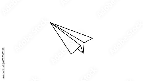 Vector single line icon of a paper airplane. Minimalist outline illustration of a paper plane for travel, message, and freedom concepts
